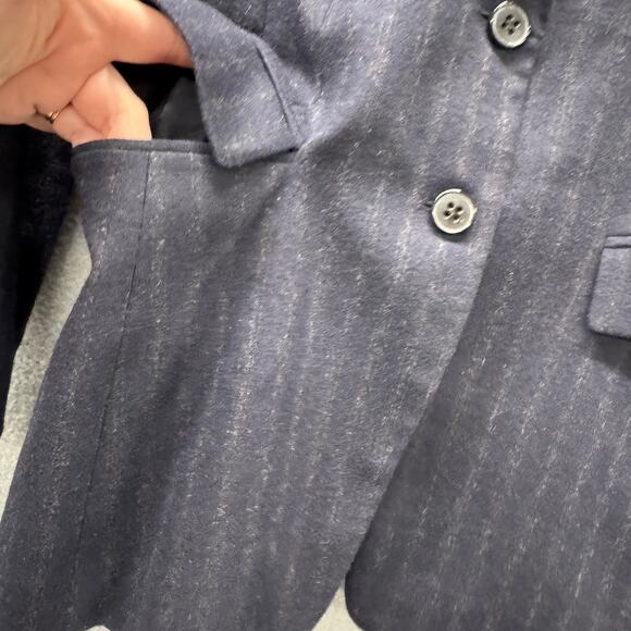 Boss Hugo Boss Blazer Womens US 2 Navy Blue Wool Angora Jacket + Pockets Classic - Picture 4 of 8